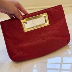 Michael Kors Red Clutch Bag with Gold Detail